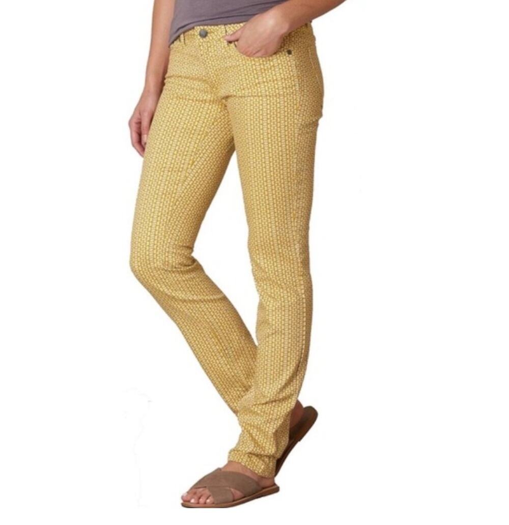 Prana Kara Jeans pants marigold yellow white geo print